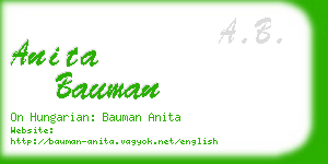 anita bauman business card